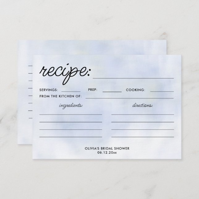 Tarjeta de receta para la ducha con cielo azul Pas (Anverso / Reverso)