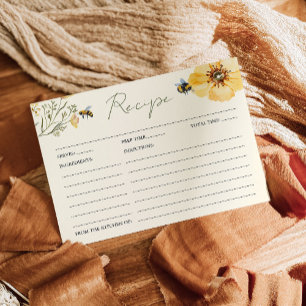 Tarjeta de receta para la ducha de flores silvestr