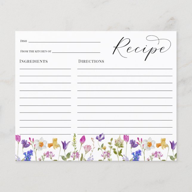 Tarjeta de receta para la ducha de flores silvestr (Anverso)