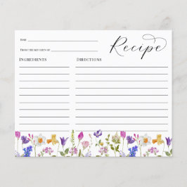 Tarjeta de receta para la ducha de flores silvestr