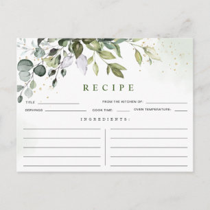Tarjeta de receta para la ducha de la novia Eucaly