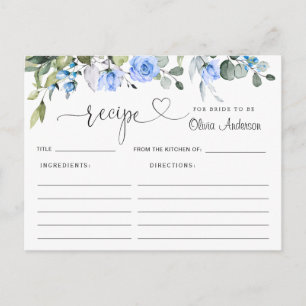 Tarjeta de receta para la ducha de la novia Eucaly