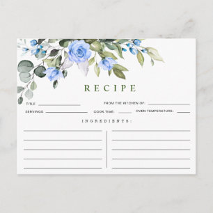 Tarjeta de receta para la ducha de la novia Eucaly