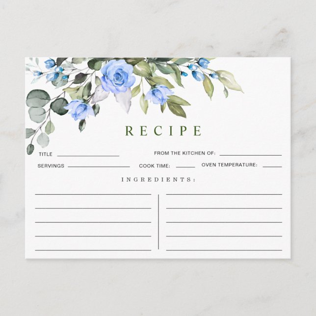 Tarjeta de receta para la ducha de la novia Eucaly (Anverso)