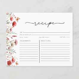 Tarjeta de receta para la ducha de Moda Boho Wildf