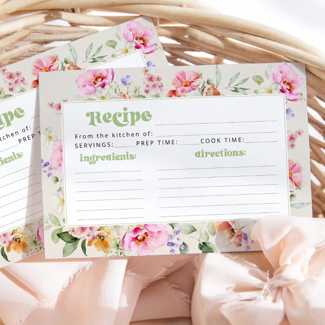 Tarjeta de receta para la ducha de novia con flore (Subido por el creador)