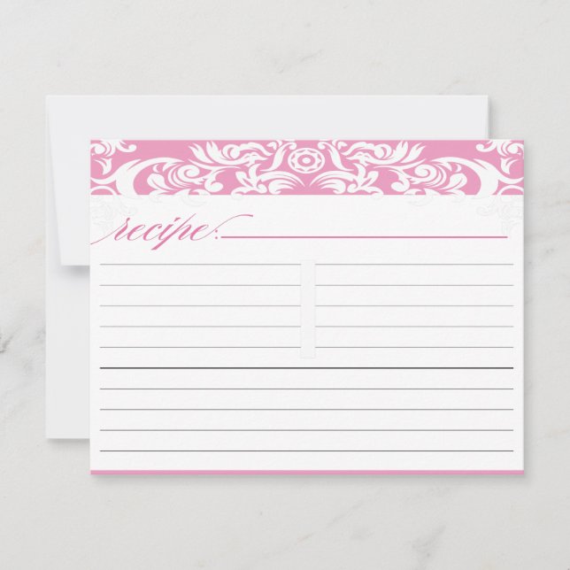 Tarjeta de receta para la ducha de novia de Damasc (Anverso)