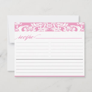 Tarjeta de receta para la ducha de novia de Damasc