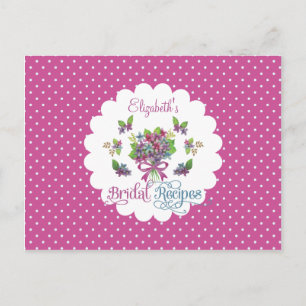 Tarjeta de receta para la ducha de novia de flores