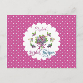 Tarjeta de receta para la ducha de novia de flores