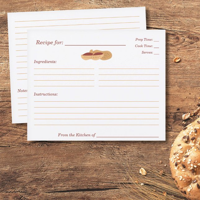 Tarjeta de receta para la ducha de novia de maní (Peanuts Recipe Card)