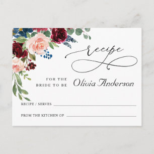 Tarjeta de receta para la ducha de novia Eucalyptu