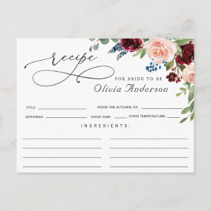 Tarjeta de receta para la ducha de novia Eucalyptu
