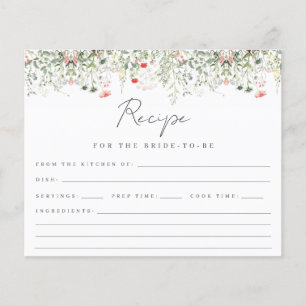 Tarjeta de receta para la ducha de novia Wildflowe