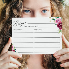 Tarjeta de receta para la floral púrpura de ciruel