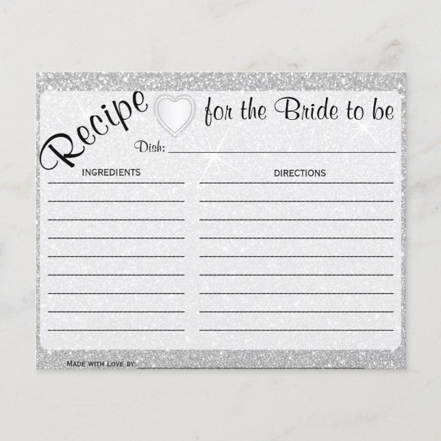 Tarjeta de receta para la mancha blanca y la novia (Anverso)