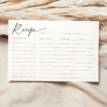 Tarjeta de receta para la novia con ducha nupcial