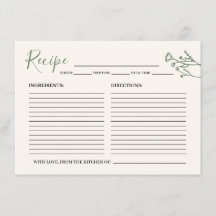 Tarjeta de Receta para la Novia Flor Silvestre Rús