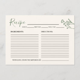 Tarjeta de Receta para la Novia Flor Silvestre Rús