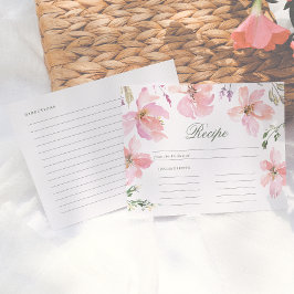 Tarjeta de Receta para la Novia Floral Acuarela de