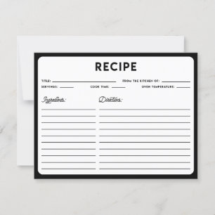 Tarjeta de receta para la tipografía moderna en bl