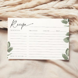Tarjeta de receta para la vegetación de la Novia E