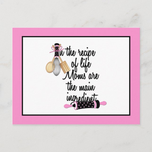 Tarjeta de receta para mamá rosa y negra (Anverso)