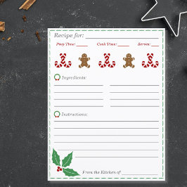Tarjeta de receta para navidades
