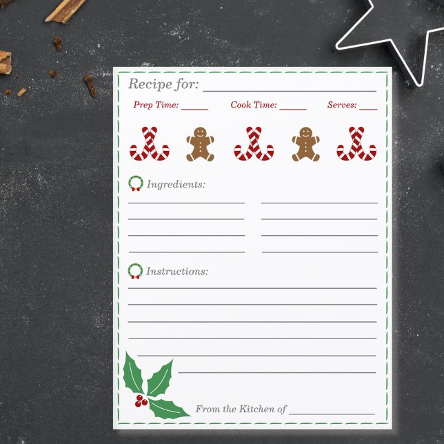 Tarjeta de receta para navidades (Christmas Recipe Card)