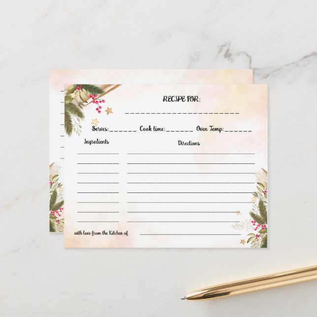 Tarjeta de receta para navidades Ducha nupcial (Anverso/Reverso In Situ)