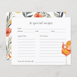 Tarjeta de receta para novias Aperol Spritz Floral