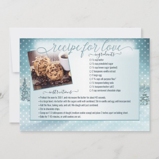 Tarjeta de receta para novias con foto de Winter W (Reverso)