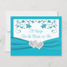 Tarjeta de receta para novios turquesa, Silver Lov