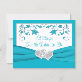 Tarjeta de receta para novios turquesa, Silver Lov