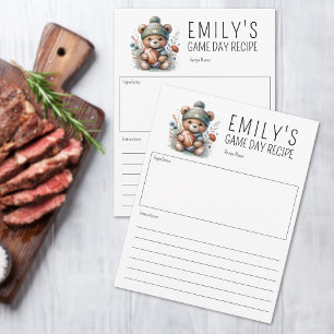 Tarjeta de receta para Personalizado de oso lindo