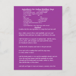 Tarjeta de receta para regalo de sopa de boda