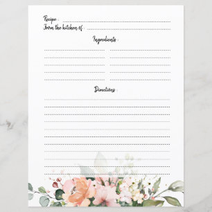 Tarjeta de receta para Rosa floral Pastel Pink Rub