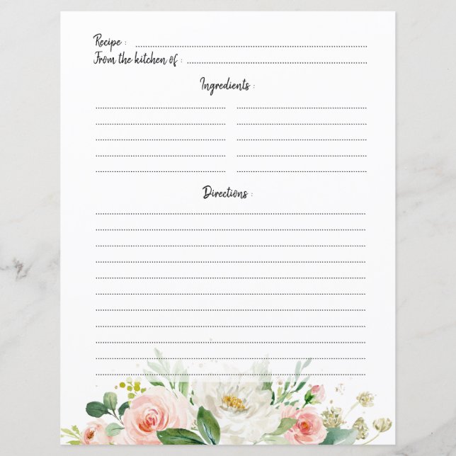 Tarjeta de receta para Rosa floral Pastel Pink Rub (Anverso)