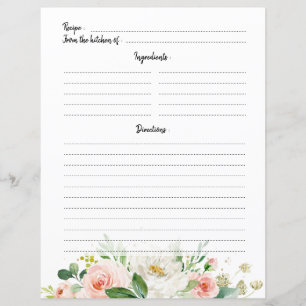 Tarjeta de receta para Rosa floral Pastel Pink Rub