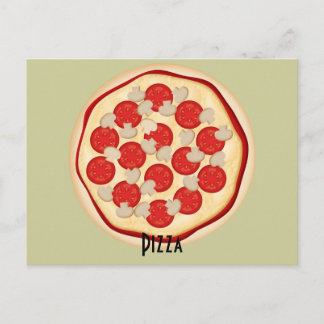 Tarjeta de receta para tomates y hongos para pizza