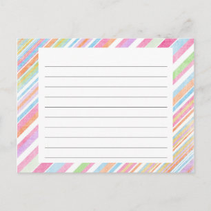 Tarjeta de receta Pastel de rayas arcoiris