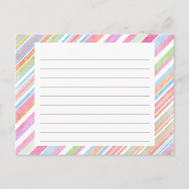 Tarjeta de receta Pastel de rayas arcoiris (Anverso)