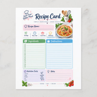 Tarjeta de Receta Pastel – Organizador de Recetas