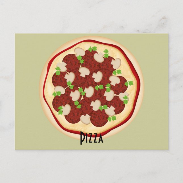 Tarjeta de receta Pepperoni y hongos Pizza (Anverso)