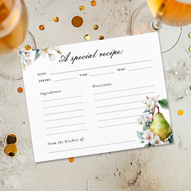 Tarjeta de receta Perfecta Pear Bridal Shower (Subido por el creador)