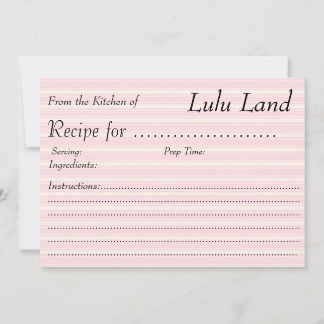 Tarjeta de receta personalizable rosa (Anverso)