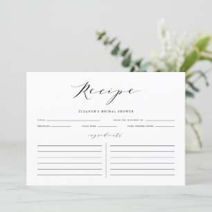 Tarjeta de receta personalizada Black Script Minim