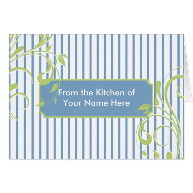 Tarjeta de receta personalizada Blue and Green Str (Anverso (Horizontal))