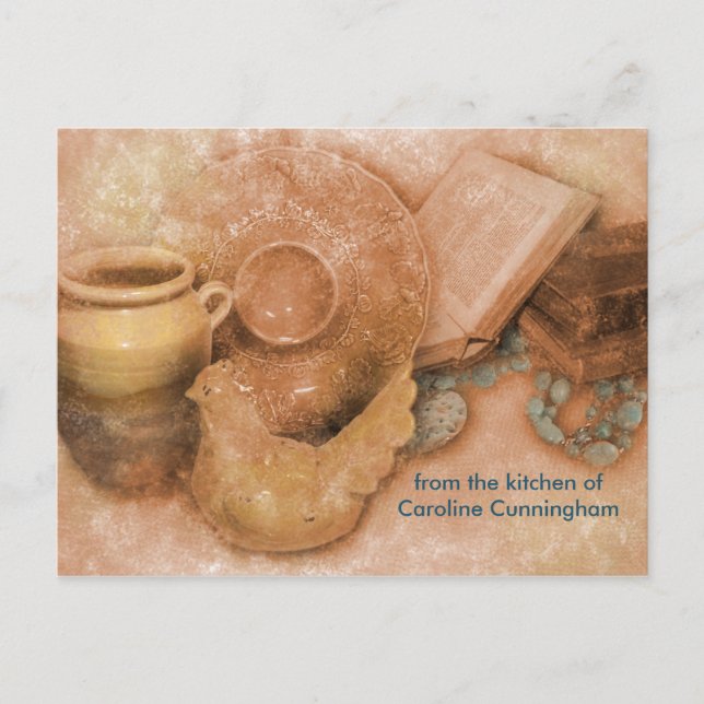 Tarjeta de receta personalizada con arte de gallo  (Anverso)