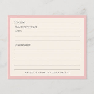 Tarjeta de receta personalizada de borde rosa clar